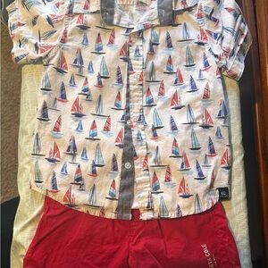 Kenneth Cole Kids Sailboat Print Shirt - Red, Blue, White